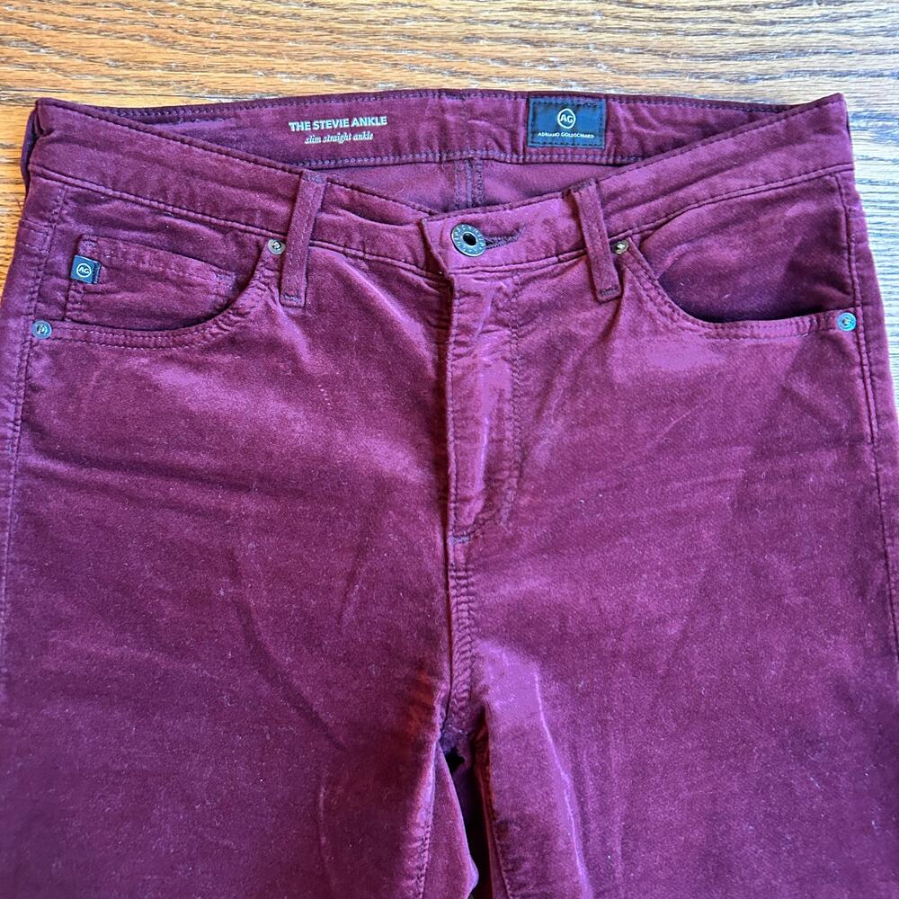 AG Adriano Goldschmied The Stevie Ankle Burgundy Wine Slim Straight 27R - Picture 2 of 10